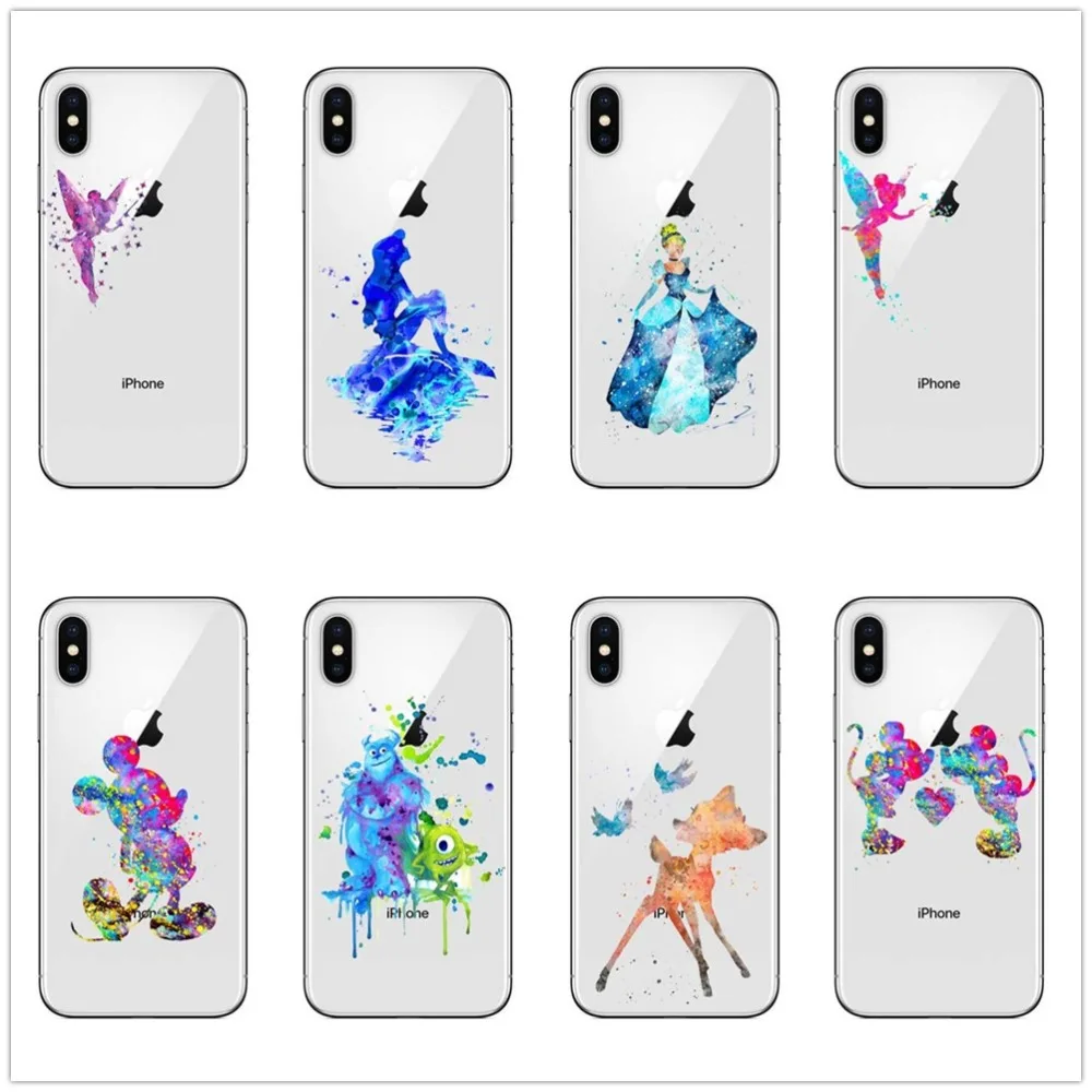 Акварельный рисунок Белоснежка Золушка Бэмби силиконовый чехол для iphone X 7 8 6s plus