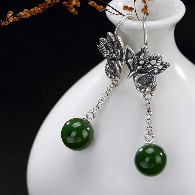 Серьги с инкрустацией из серебра 925 пробы hetianrestoring ancient ways круглый жемчуг Феникс