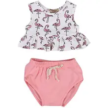 Helen115/Милый Летний жилет с рисунком крана для новорожденных девочек+ розовые шорты комплект из 2 предметов для детей от 0 до 18 месяцев