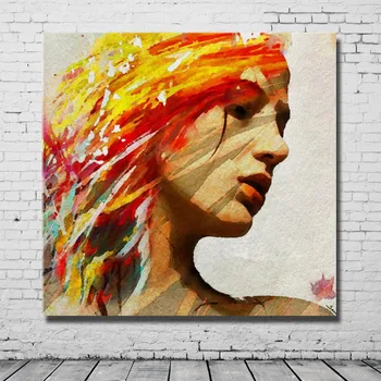 

Hand Painted Abstract modern wall art painting gold hair beautiful lady impression portrait oil painting