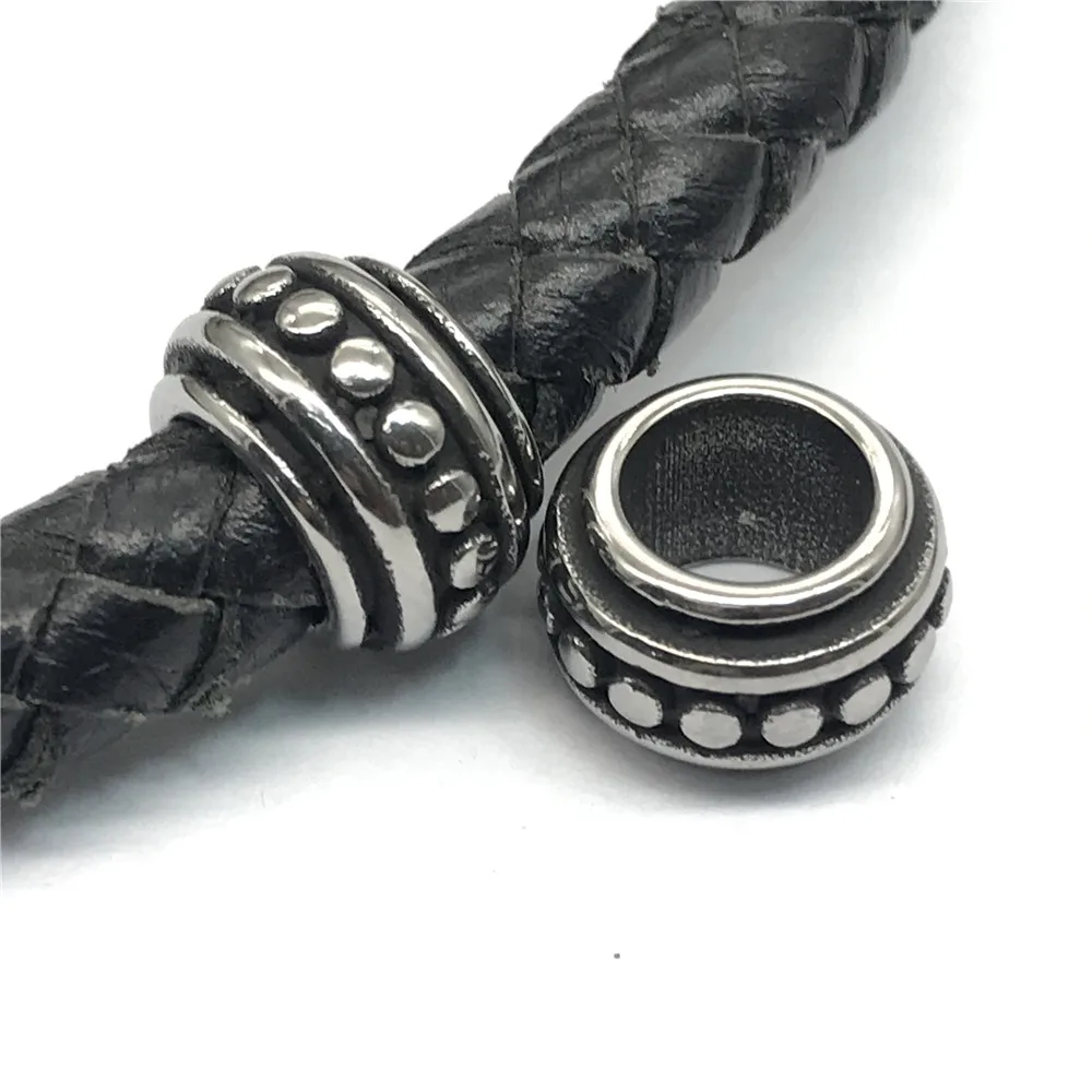 

Simple 316l Stainless Steel 7mm Large Hole Spacer Beads Charms For Jewelry Making DIY Men Leather Bracelets & Bangles Beads