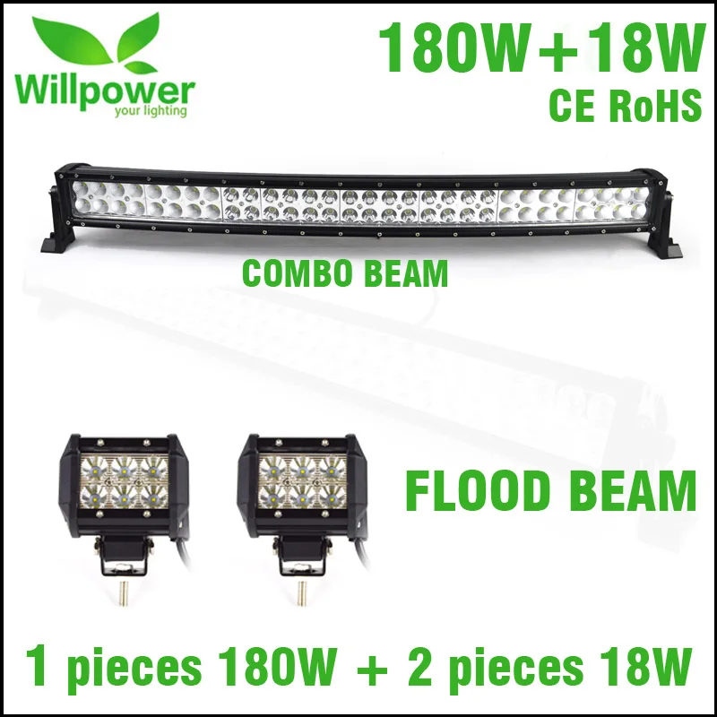 

LED Auto Work Light 18w 4inch With Waterproof Offroad Curved 32 inch LED Light Bar Beam 180W For JEEP 4WD Truck Boat