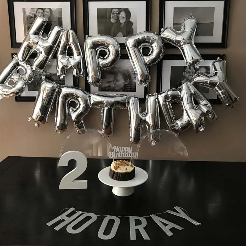 

Silver Letters Happy Birthday Balloons Foil Birthday Party Decoration Kids Adult Balloon Alphabet Ballon Baby Shower Supplie 7XN