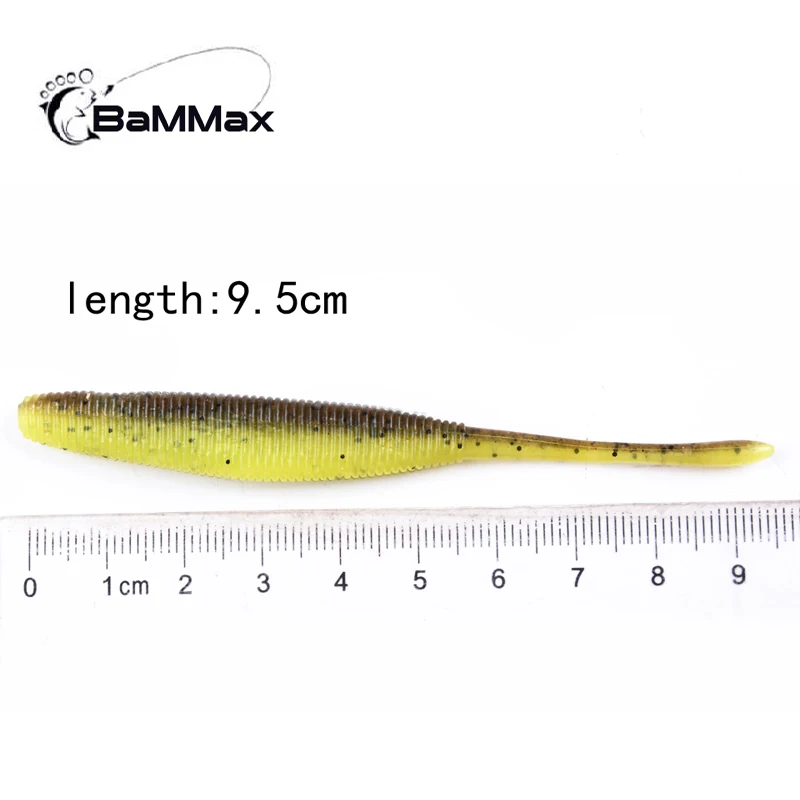 Bammax Fishing Lure 5pcs/lot 3.5g 9.5cm Soft Worm Lures Minnow Swimbaits Silicone Soft Bait Artificial Fly Fishing Tackle pesca