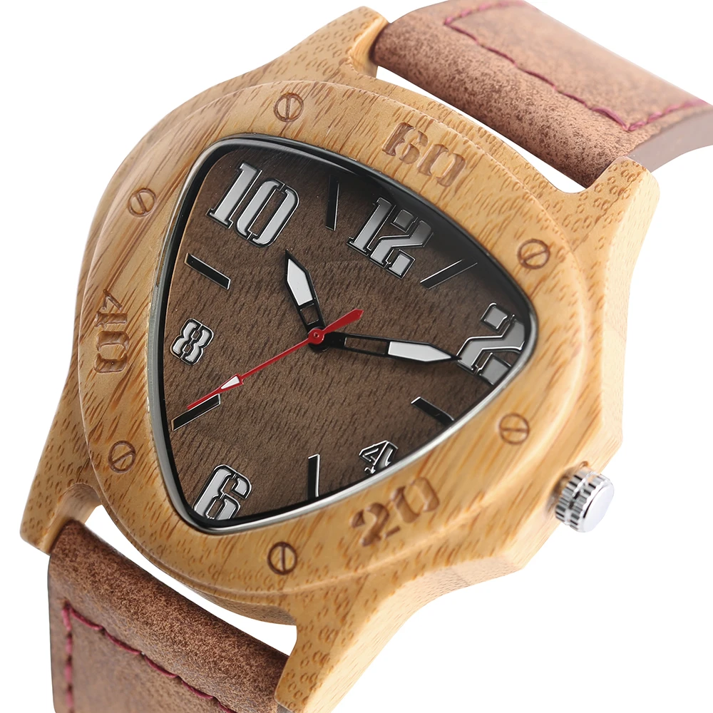 YISUYA Handmade Bamboo Wood Wrist Watch Inverted Triangle Case Sport Men's Watches Nature Wooden Timber Clock Relogio Gift Bag 1 (34)