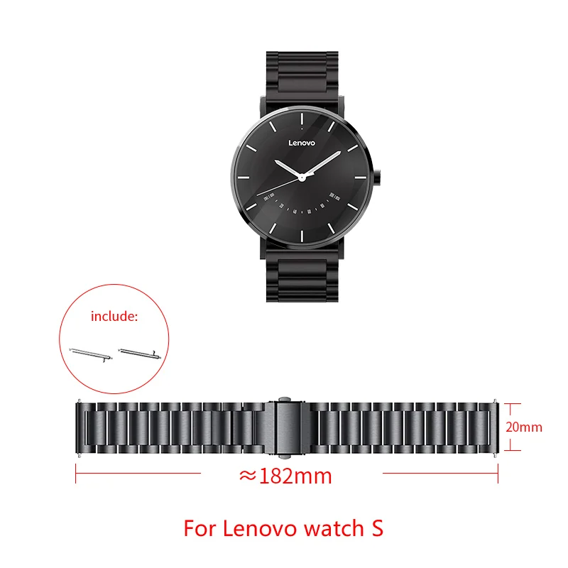 

Stainless steel band For Lenovo watch S Replacement strap Folding buckle adjustable size For Lenovo watch S strap