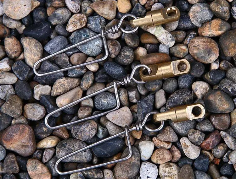 12 pcs_lot fishing swivels rolling brass barrel swivel with interlock snap easy rig For Fishing Special Offer fishing hook1103