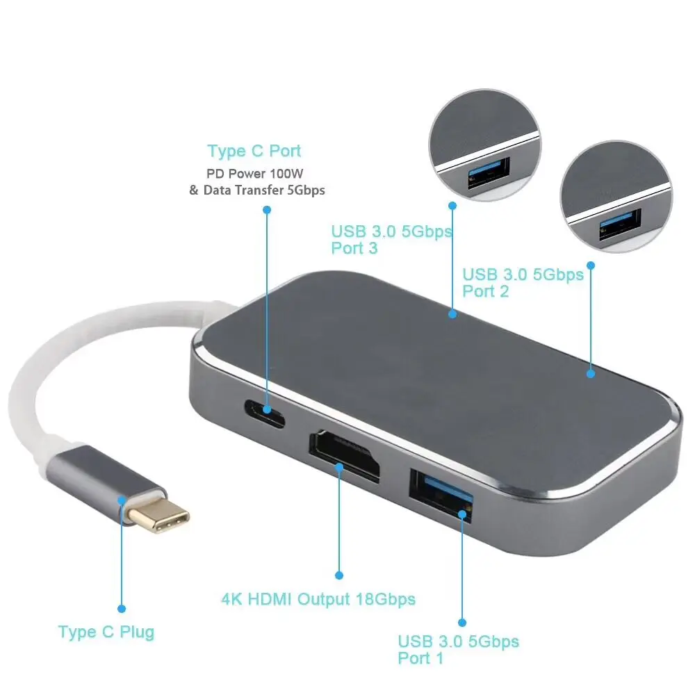 Адаптер USB Type C на HDMI 4K 30 Гц 100 Вт|Кабели VGA| |