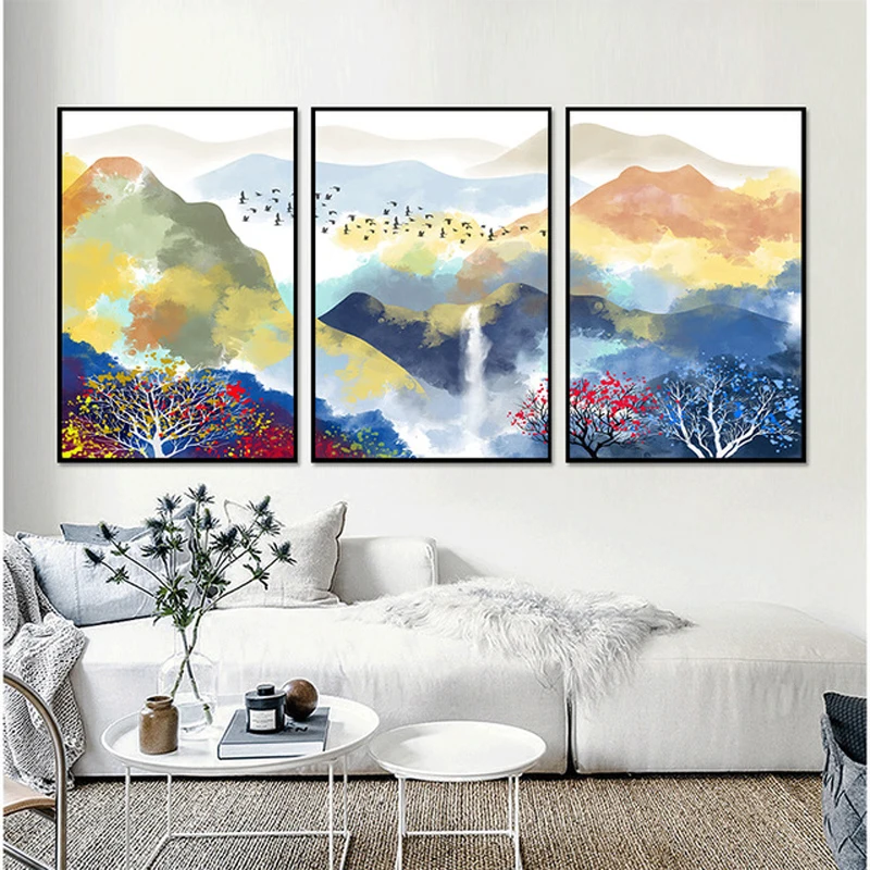 

3 pcs/set 5d diy Diamond Painting Mountain fog abstract square/round Cross Stitch Mosaic diamond picture Diamond Embroidery sale
