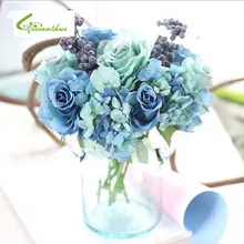 Красивый очаровательный 1 букет искусственных синих роз праздничные вечерние декоративные цветы для свадьбы, Рождества, домашнего декора