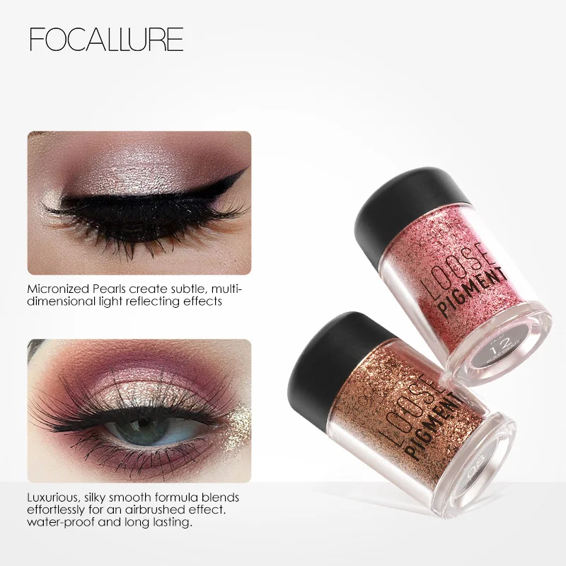 

FOCALLURE Metallic Laser Glitter Eyeshadow Loose Powder Crystal Makeup Waterproof Shimmer Eyes Pigments Pigments Sparkling