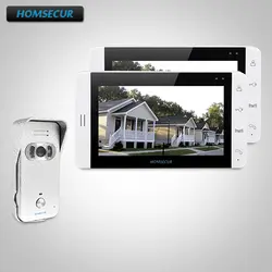 HOMSECUR 7 "проводной Hands-free видео домофон система вызова + монитор 1C2M: камера TC021-S (серебристый) + монитор TM703-W (белый)