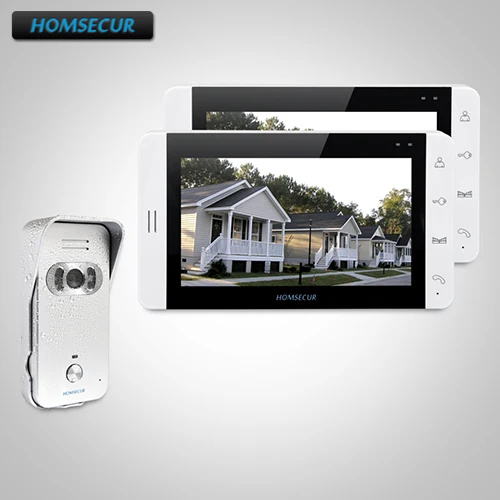 HOMSECUR 7\ Wired Hands-free Video Door Entry Phone Call System+Monitor 1C2M : TC021-S Camera (Silver) + TM703-W Monitor(White)