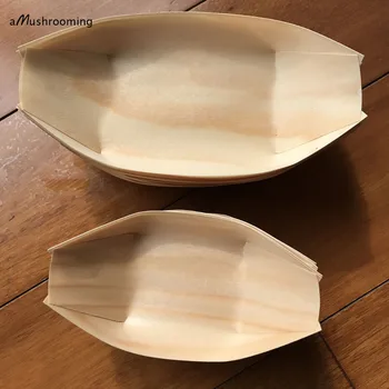 

2000 Food Trays Jumbo White Wooden Food Trays Snack Box Restraurant supplies Party Plate Wood food Boats wedding Tray 5"6"7"8"