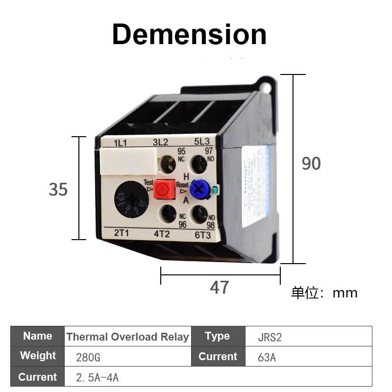 JRS2-63 3UA59 тепловой перегрузки защита реле направляющая Регулируемая Электрическая защита 0,16-63A