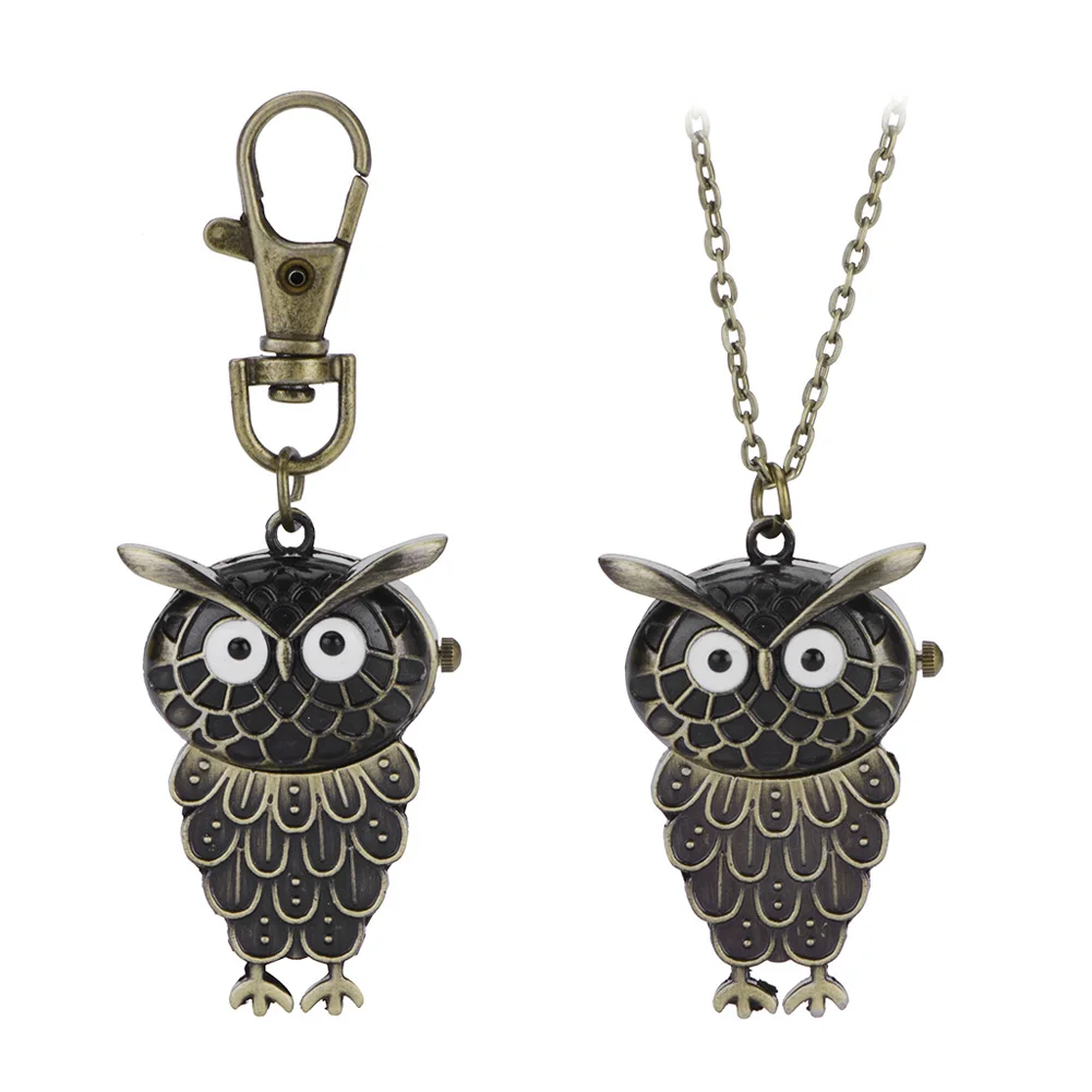 

NEW Timer Women Men Retro Night Owl Quartz Watches Pocket Watch Key Ring Necklace Gift for boy girl