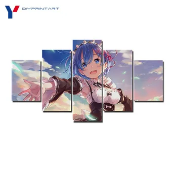 

Demon Girl Rem Re Zero 5 Pieces Anime Poster Paintings for Living Room Home Decor A0178