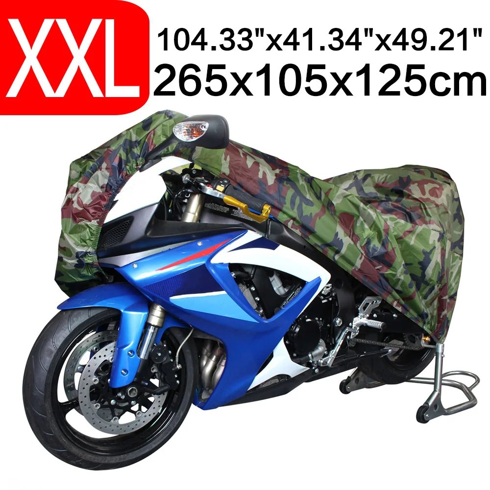 

2XL 265 x 105 x 125cm Motorcycle Covering Waterproof Dustproof Scooter Cover UV resistant Heavy Racing Bike Cover Camouflage D25