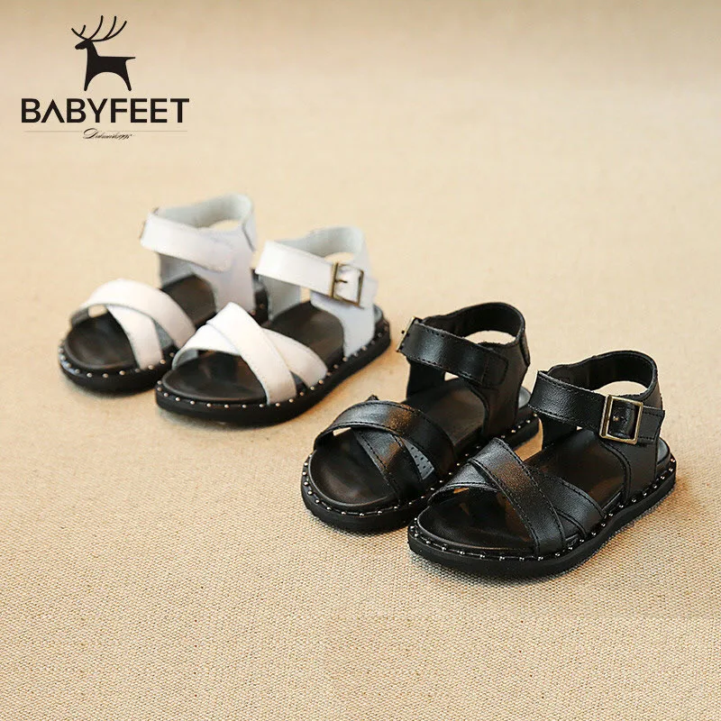 Summer Babyfeet Sandals baby girls princess sandals Solid Genuine Leather Sandals Toddler shoes children's shoes infantil 21-25 babyfeet summer cool toddler shoes 0 2 year old newborn baby girl