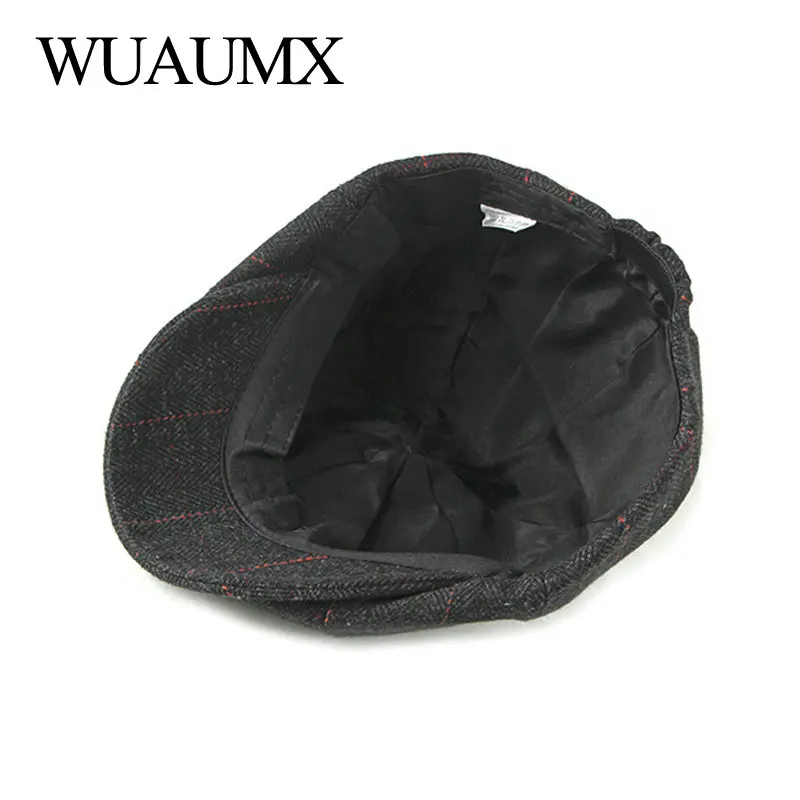 Wuaumx кепка газетчика в стиле ретро мужские Восьмиугольные шляпы черные - Фото №1