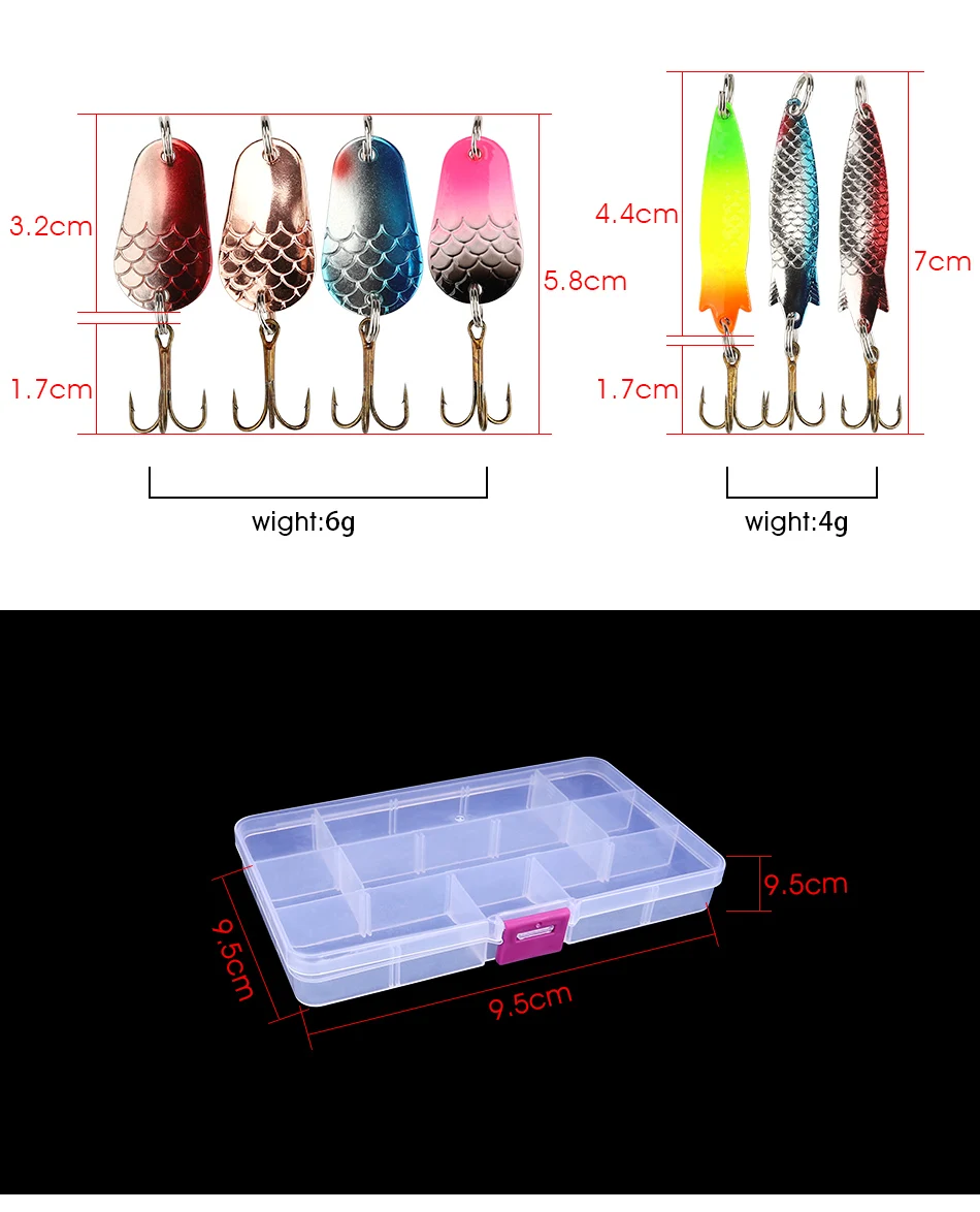 JACKFISH, 30 шт./лот, металлическая блесна, рыболовная приманка, набор, жесткая ложка, приманка, Спиннер, приманка с рыболовной коробкой, жесткая приманка, рыболовные снасти