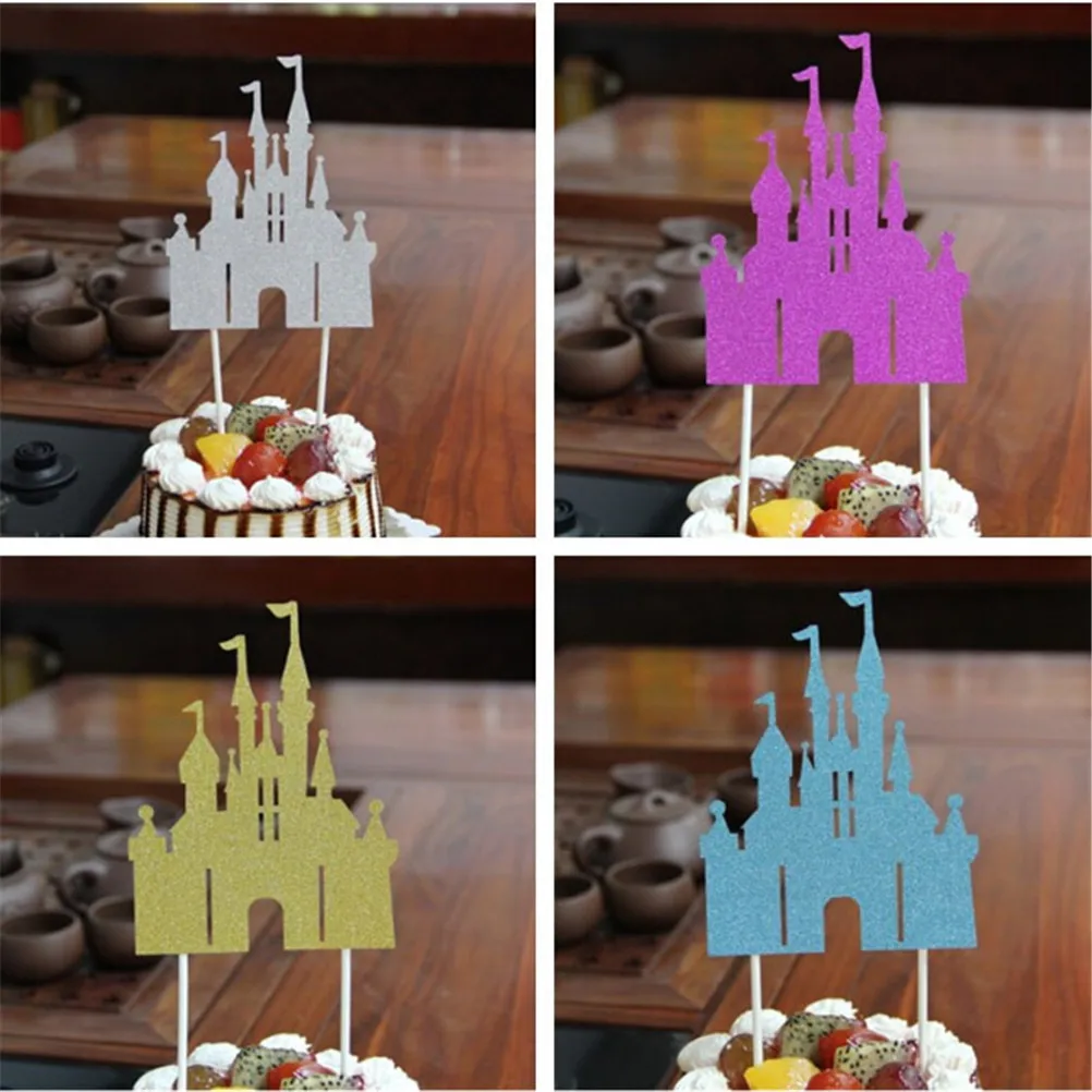 

Castle Cupcake Cake Topper Creative Cake Flags Happy Birthday Decoration Christmas Home Dinner Baking Event Pary Supplies 1pc