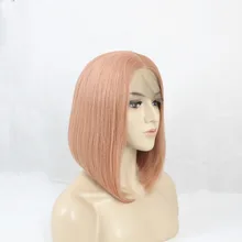 Charisma 10 дюймов Боб розовый синтетические короткие волосы Кружева передние парики Безглютеновые для женщин натуральные волосы линия 150% Плотность