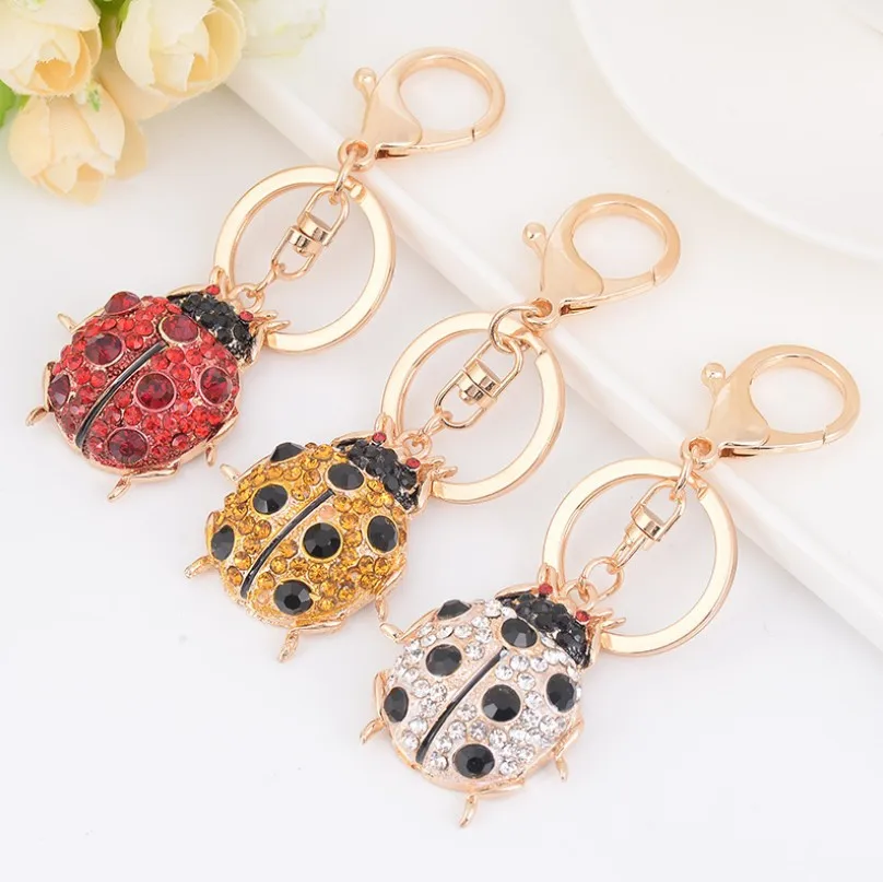 

Diamond Ladybug Ladybird Keychain Keyring Bag Hanging Pendant Key Chain Ring For Lady Girl Women Promotion Gift Cnyowo