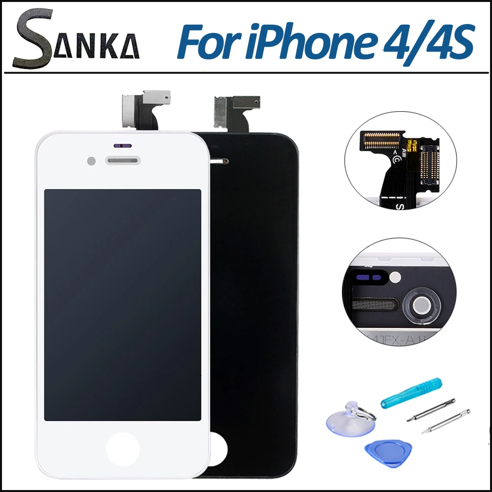 Для Apple iPhone 4S 4 GSM ЖК-Дисплей С Сенсорным Экраном Передняя стекла Digitizer Замена