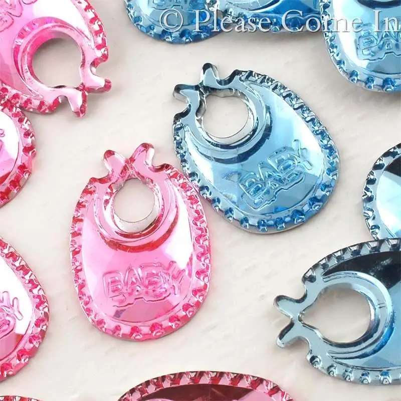 

Pink/Blue/Clear Color 100pcs/lot 18MM Baby Bib Acrylic Rhinestones For Boys & Girls Baby Shower Party Table Scatter Decoration