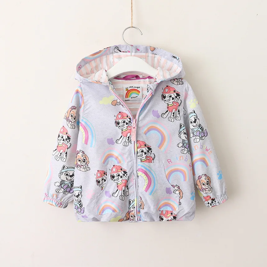 Everweekend Kids Girls Cute Print Dogs Zipper Rainbow Jacket Coats