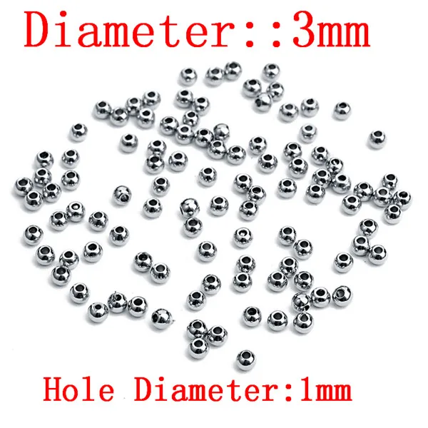 50 шт./лот 3/4/6/8/10 мм Нержавеющая сталь прокладка большого отверстия Бисер с серебряной нитью, бледно-Цвет круглый бисер для Цепочки и ожерелья браслет ювелирных изделий - Цвет: as photo