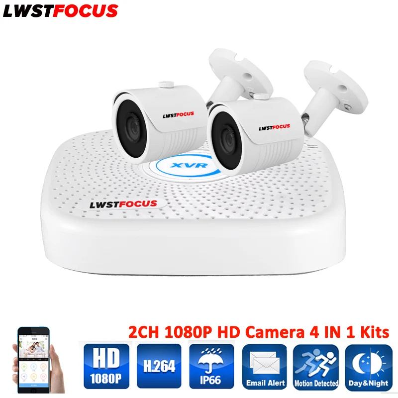 Lwstfocus 4ch AHD 1080n DVR безопасности Камера Системы 2 шт. 1080 P всепогодный пуля