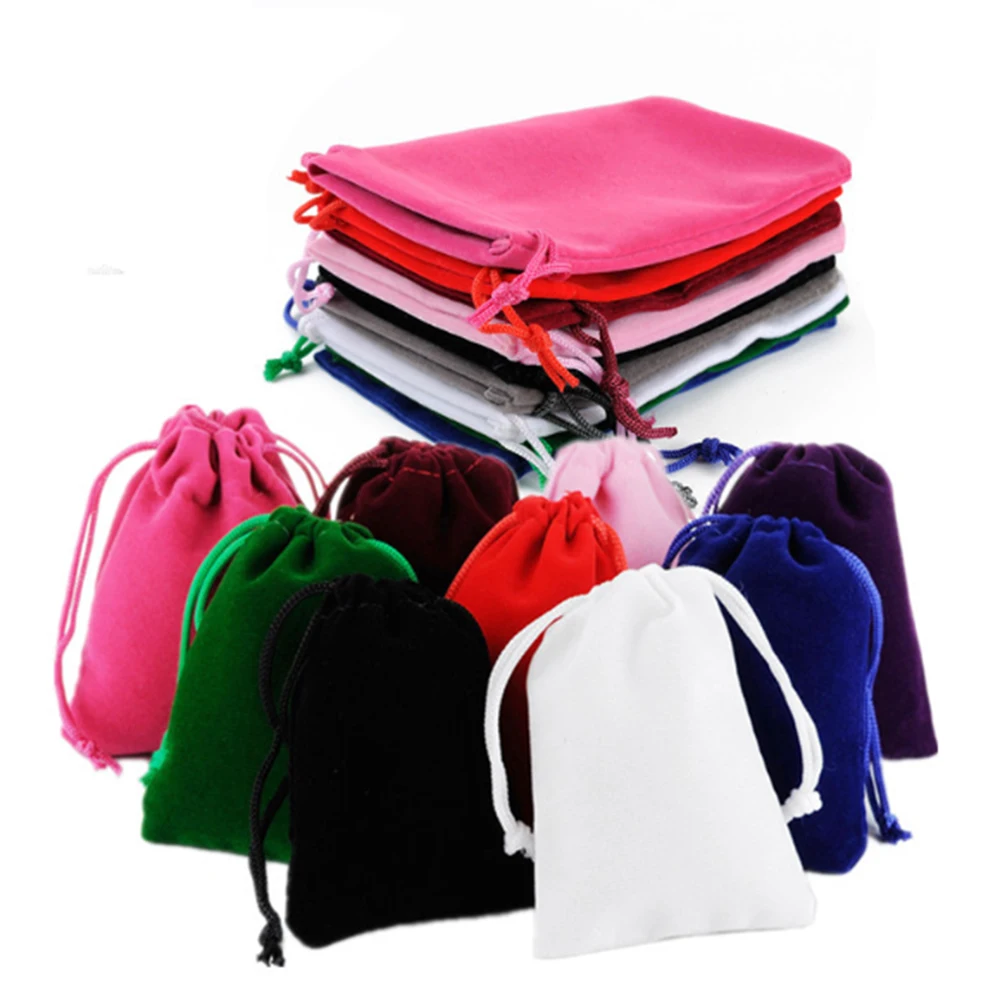 

10pcs/lot 7x5cm Coloful Velvet Pouches Jewelry Packaging Display Drawstring Packing Gift Bags & Pouches