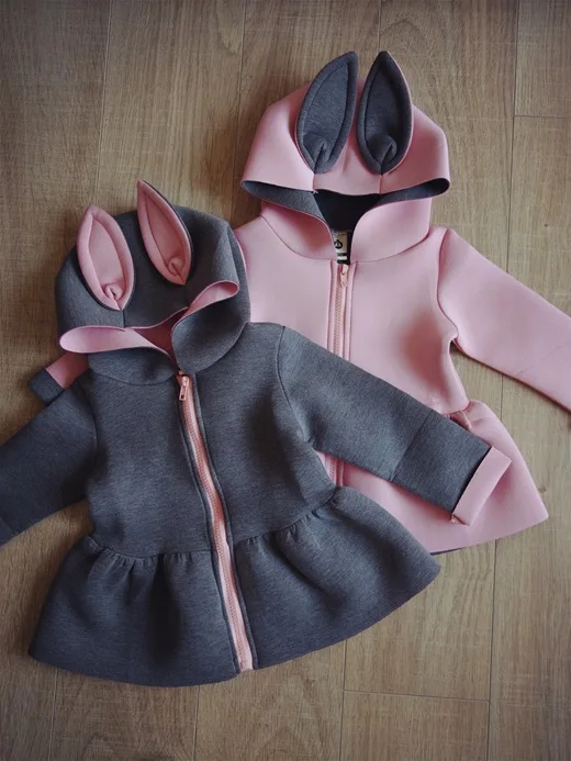 Г., весеннее Новогоднее Детское пальто Длинная детская одежда с милым Кроликом, пальто От 0 до 2 лет, розовый, серый цвет