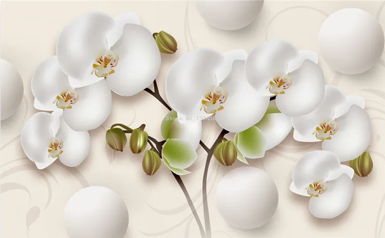 3D обои современные HD стерео Орхидея белые цветы фото настенные фрески Гостиная ТВ диван фон стены домашний декор Papel Фреска 3D