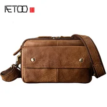 AETOO The original design of handmade cattle skin leisure single shoulder bag  mini bag men's purse slant bag waist bag 
