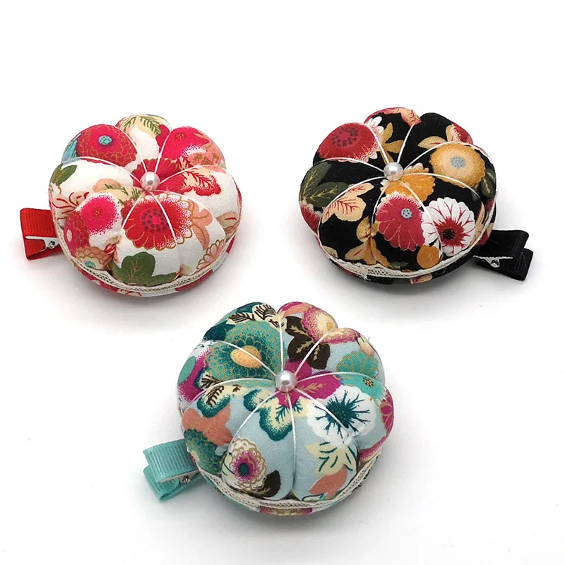 DIY шитье Pincushion Тыква Форма хлопчатобумажная ткань Кнопка наручный ремешок для