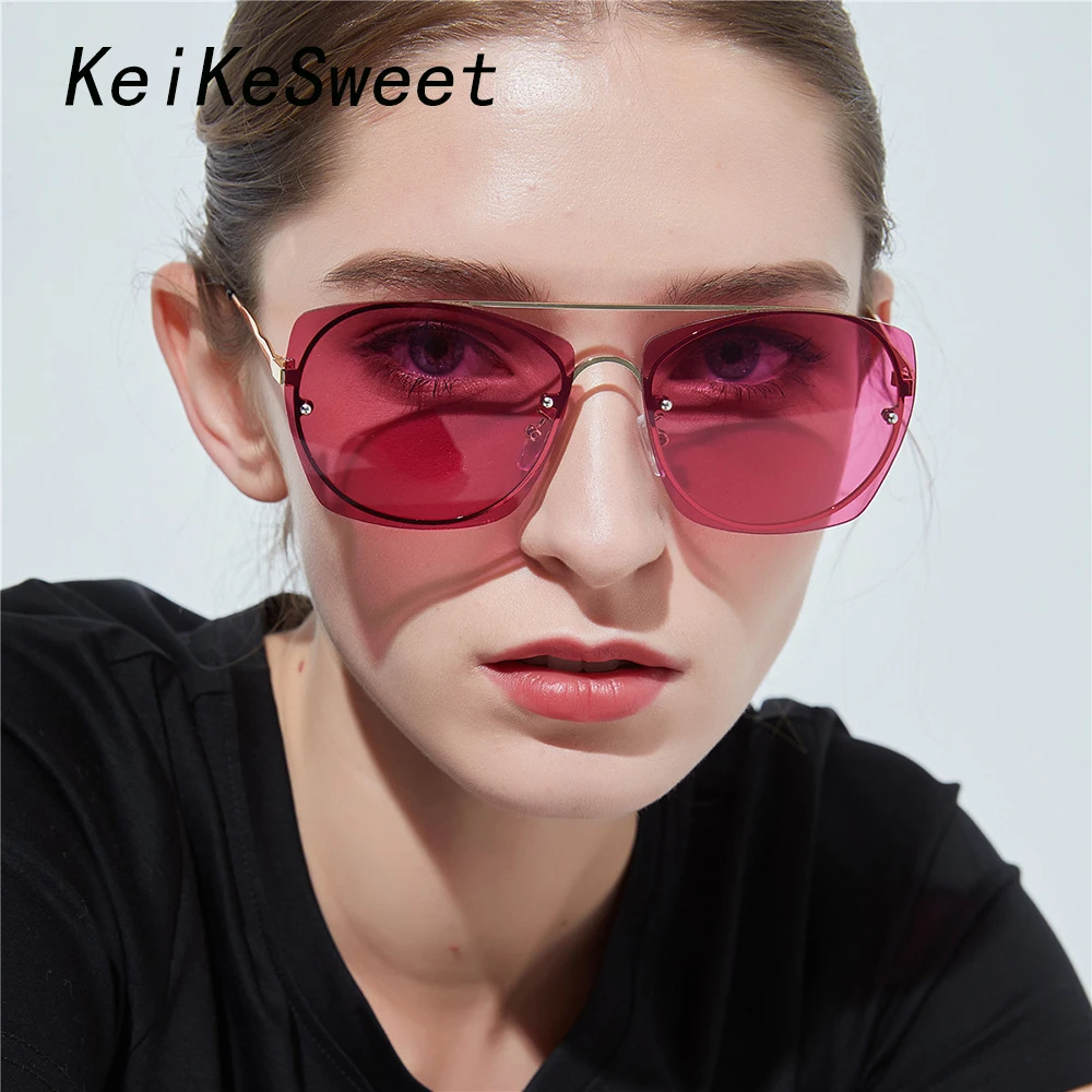 

KeiKeSweet Top Brand Designer Square Sunglasses Women Party Oversized Retro Shades Lady Hot Fashion Rays UV400 Sun Glasses