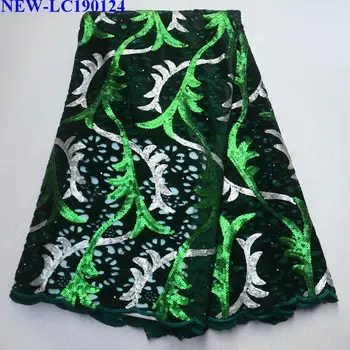 

Latest Nigerian Tulle Lace Fabrics For a wedding dress Embroidered African French Tulle Lace Fabric With sequins 5 yards ZA-007