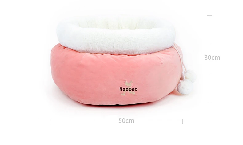 Теплая зимняя кровать Hoopet для кошек, розовая скамья для собак, коврик для щенков, мягкий домик для кошек