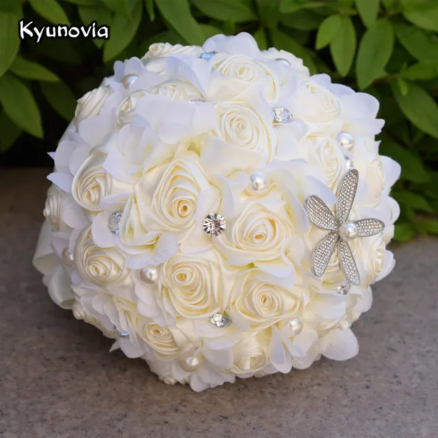 Kyunovia Ivory Ocean Beach Theme Bridal Bouquets Starfish Pearl