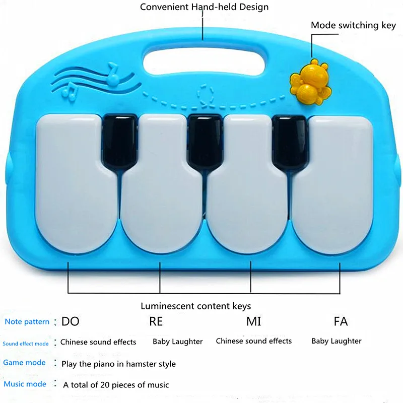 Детский игровой коврик, детский коврик, развивающий коврик-головоломка с фортепианной клавиатурой и милым животным, детский игровой коврик для занятий ползанием, игрушки