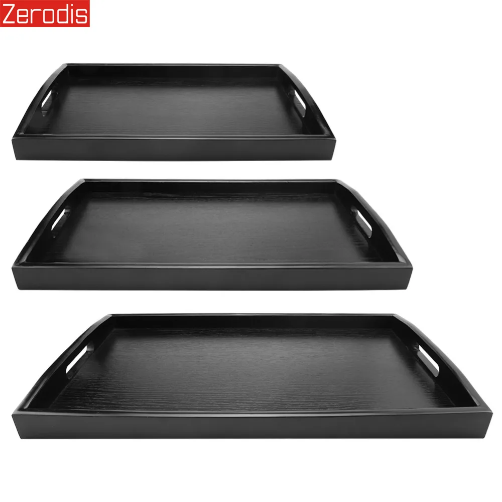 

Chinese Style Large Wood Serving tea Water Drinks Tray Wooden Bread Breakfast Tea Serving Tray With Handle