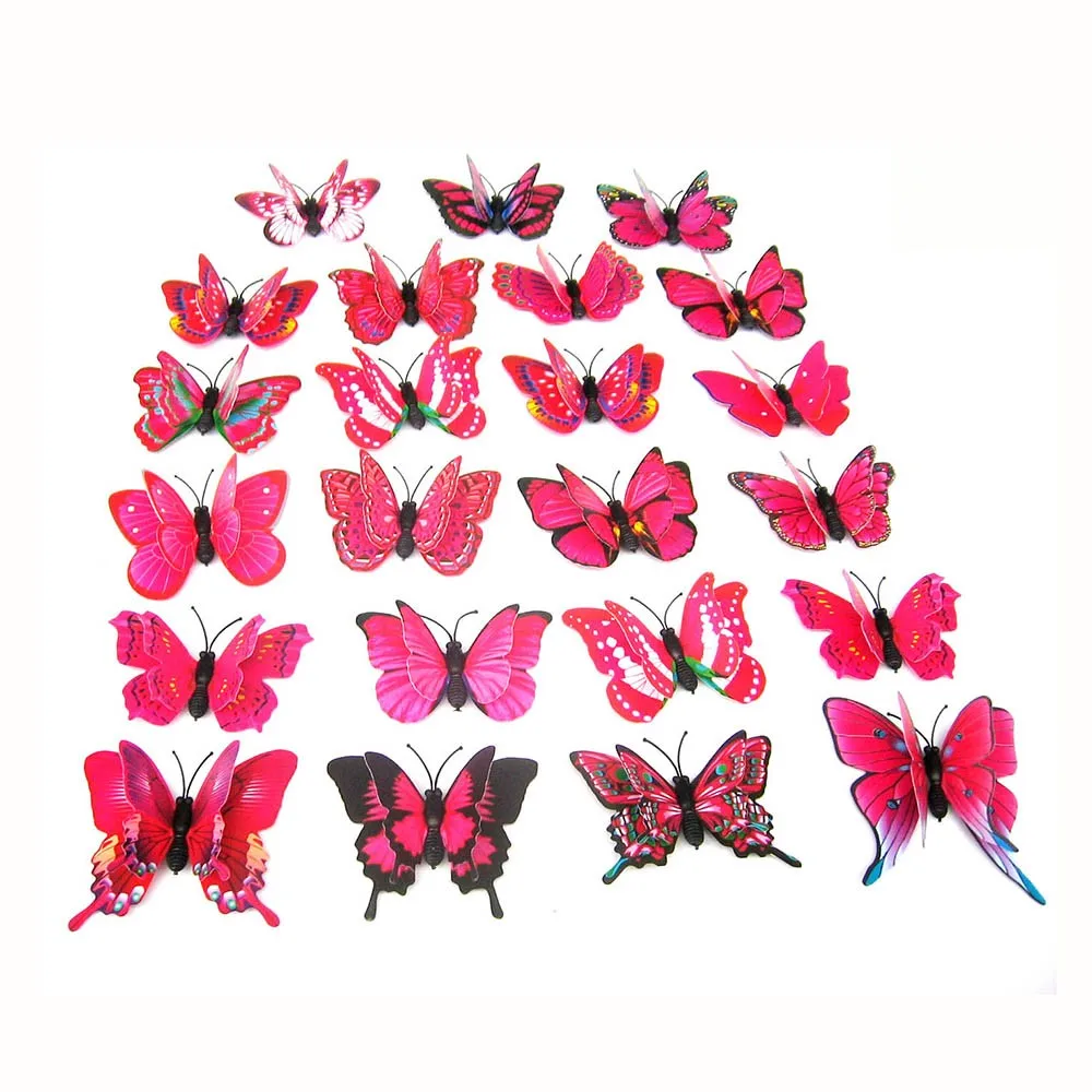 12 шт 3D бабочки наклейки на стену двухслойные крылья бабочки Красочные украшения спальни для украшения дома Прямая поставка