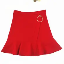 Летняя асимметричная юбка-рыбий хвост, однотонная мини-юбка с высокой талией, женские повседневные универсальные короткие юбки с эластичной петлей