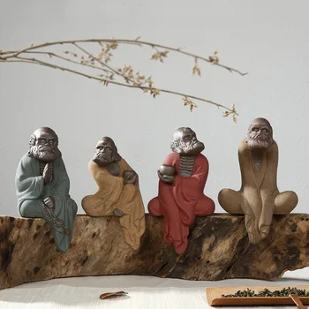 

Creative Ceramic Zen Sand Crafts Home Decoration Office Ornaments Ru Kiln Buddha Statue Pottery Sculpture Dharma Statue