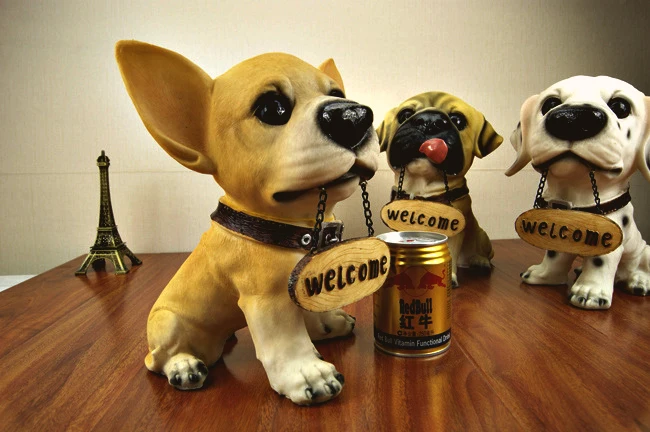 

19*22*27Welcom Sign Resin Dog model crafts creative birthday Gift married Gift ornament home decoration dog Lucky dog kid toy