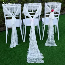 OurWarm 10 шт белые кружевные пояса для стула 35x300 см свадебные чехлы для стула Пояса для дня рождения банкета свадебные украшения домашний текстиль