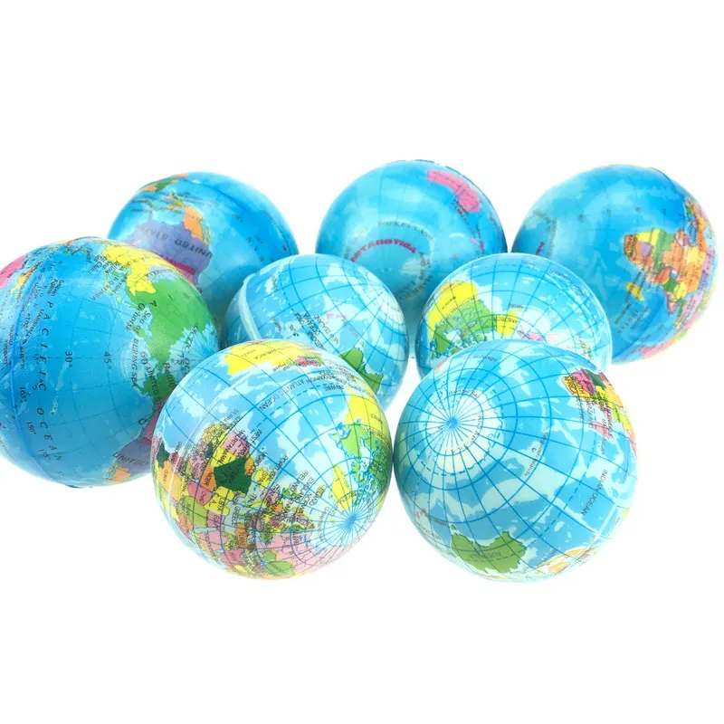 

6/7.6cm / 3" Mini Foam Bouncy Ball World Globe Earth Map Teaching Geography Map for Kids Toy